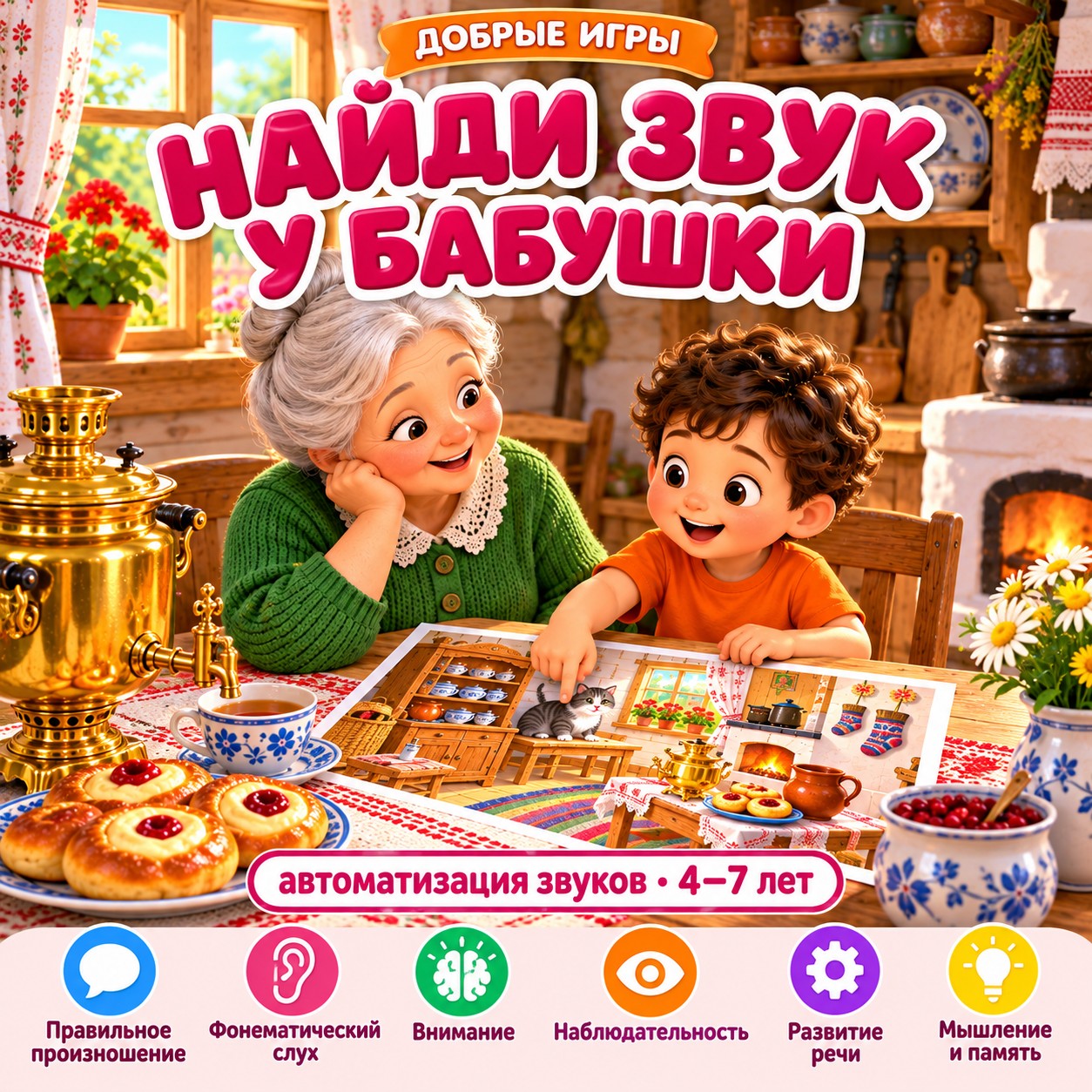 НАЙДИ ЗВУК У БАБУШКИ — 4-5 лет, 5-7 лет, бабушки и дедушки — скачать для детского сада