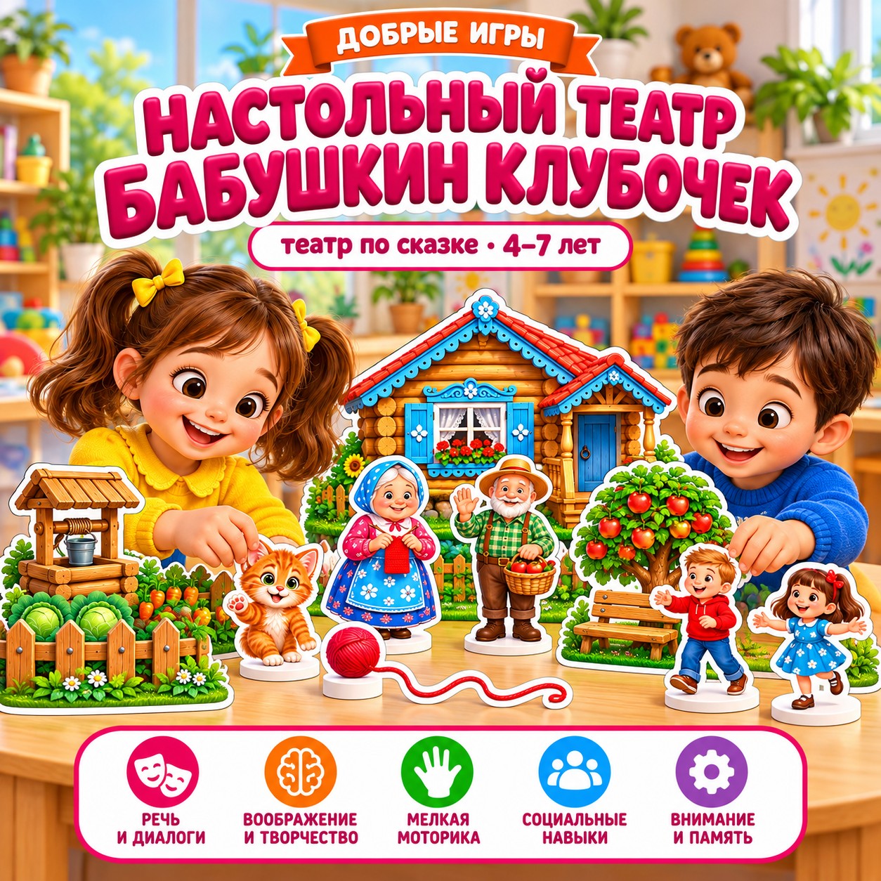 НАСТОЛЬНЫЙ ТЕАТР БАБУШКИН КЛУБОЧЕК — театр, 4-5 лет, 5-7 лет — скачать для детского сада