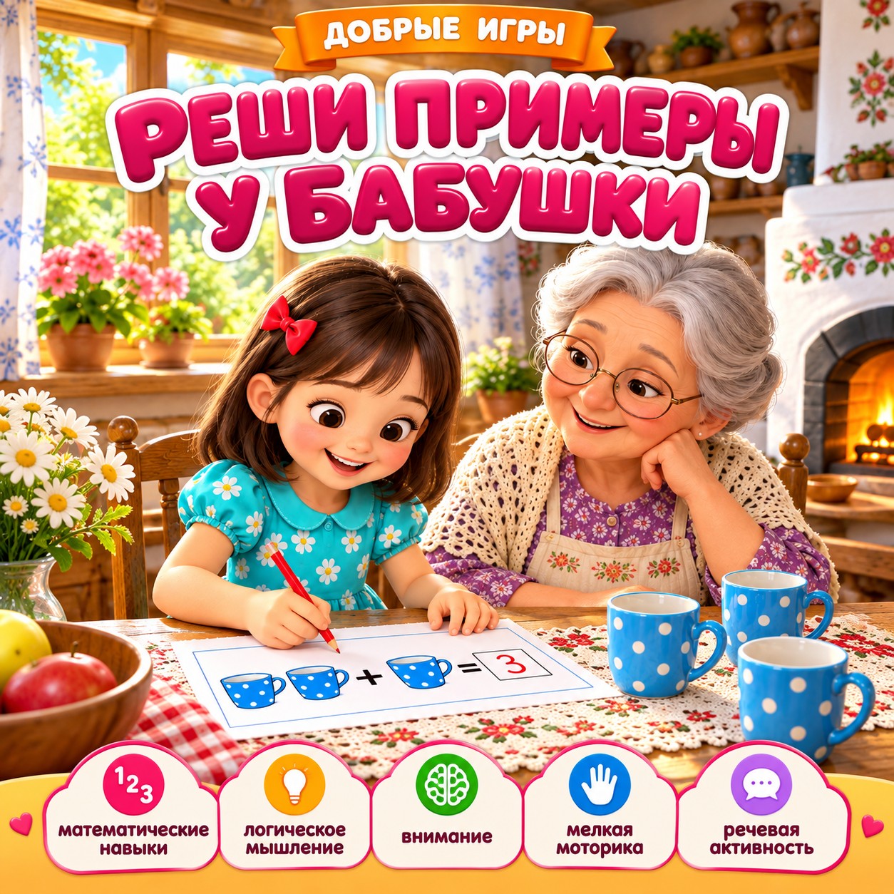 РЕШИ ПРИМЕРЫ У БАБУШКИ — математика, 4-5 лет, 5-7 лет — скачать для детского сада