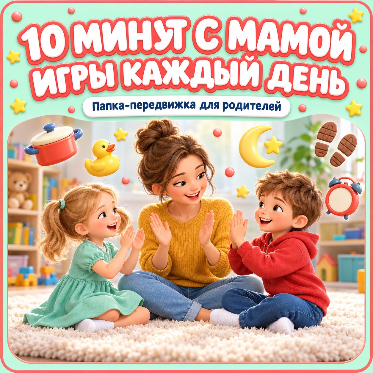 ПАПКА-ПЕРЕДВИЖКА 10 МИНУТ С МАМОЙ — ИГРЫ КАЖДЫЙ ДЕНЬ — папка-передвижка, 4-5 лет, 5-7 лет — скачать для детского сада