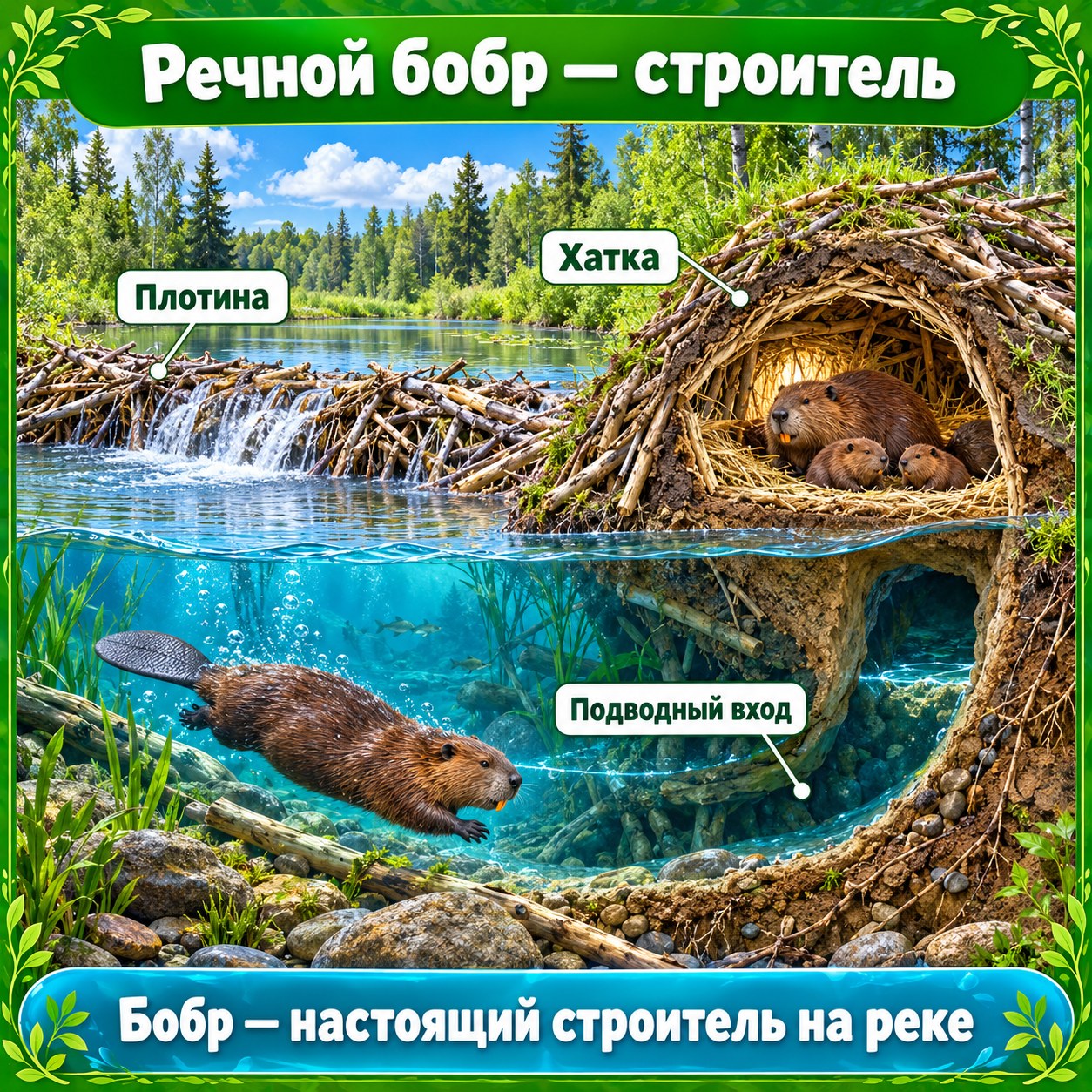 ПАПКА-ПЕРЕДВИЖКА БОБР — папка-передвижка, 4-5 лет, 5-7 лет — скачать для детского сада