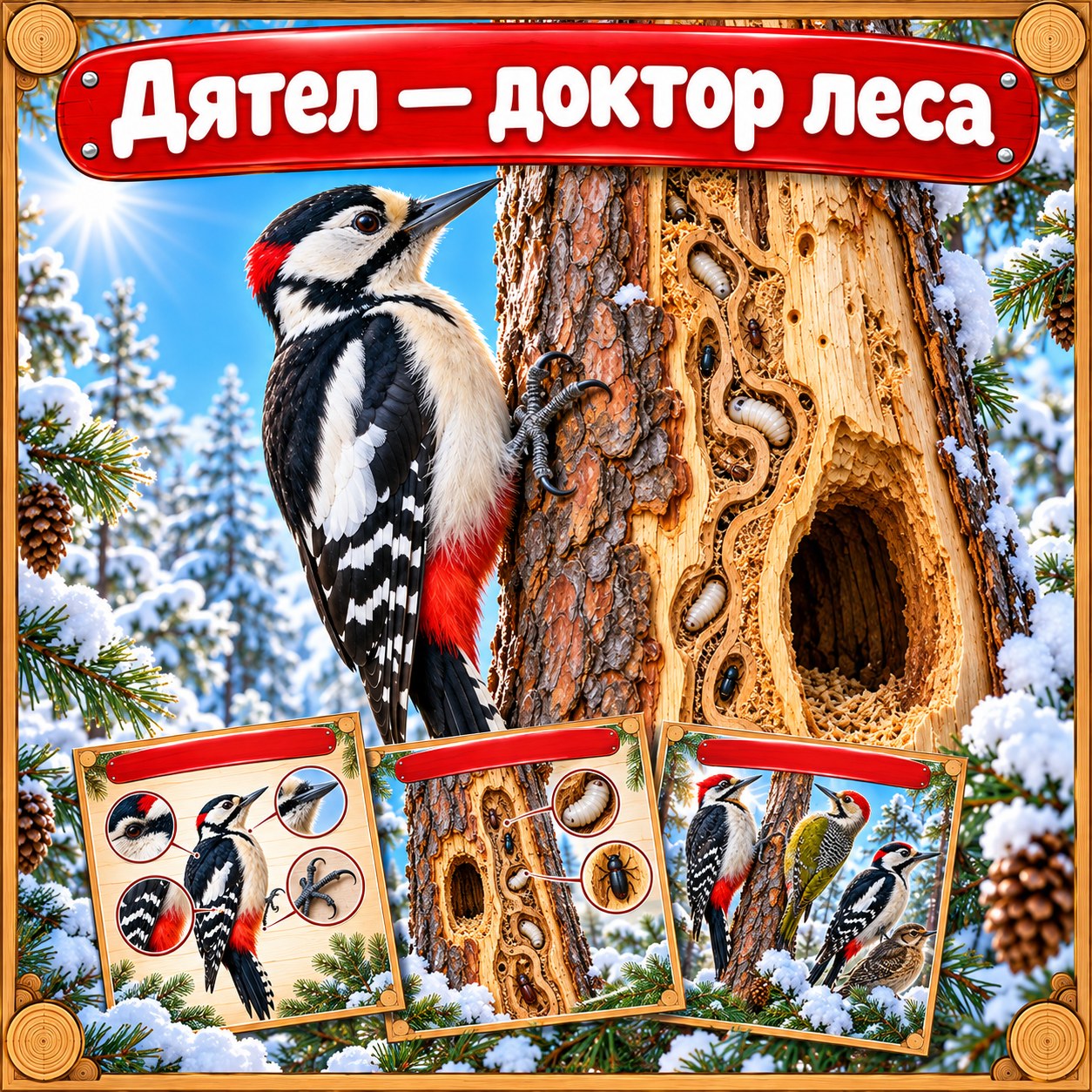 ПАПКА-ПЕРЕДВИЖКА ДЯТЕЛ — папка-передвижка, 4-5 лет, 5-7 лет — скачать для детского сада