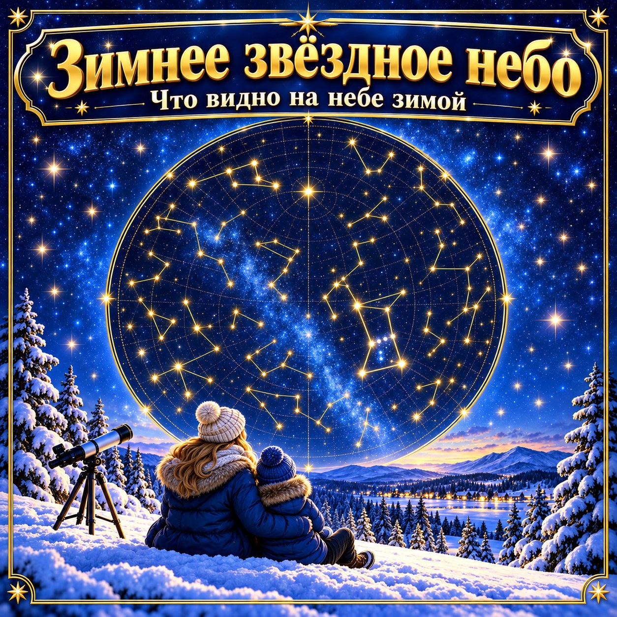 ПАПКА-ПЕРЕДВИЖКА ЗИМНЕЕ ЗВЁЗДНОЕ НЕБО — зима, папка-передвижка, 4-5 лет — скачать для детского сада