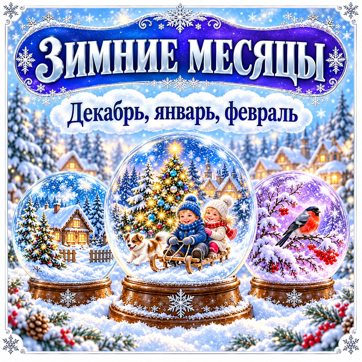 ПАПКА-ПЕРЕДВИЖКА ЗИМНИЕ МЕСЯЦЫ — ДЕКАБРЬ, ЯНВАРЬ, ФЕВРАЛЬ — зима, папка-передвижка, 4-5 лет — скачать для детского сада