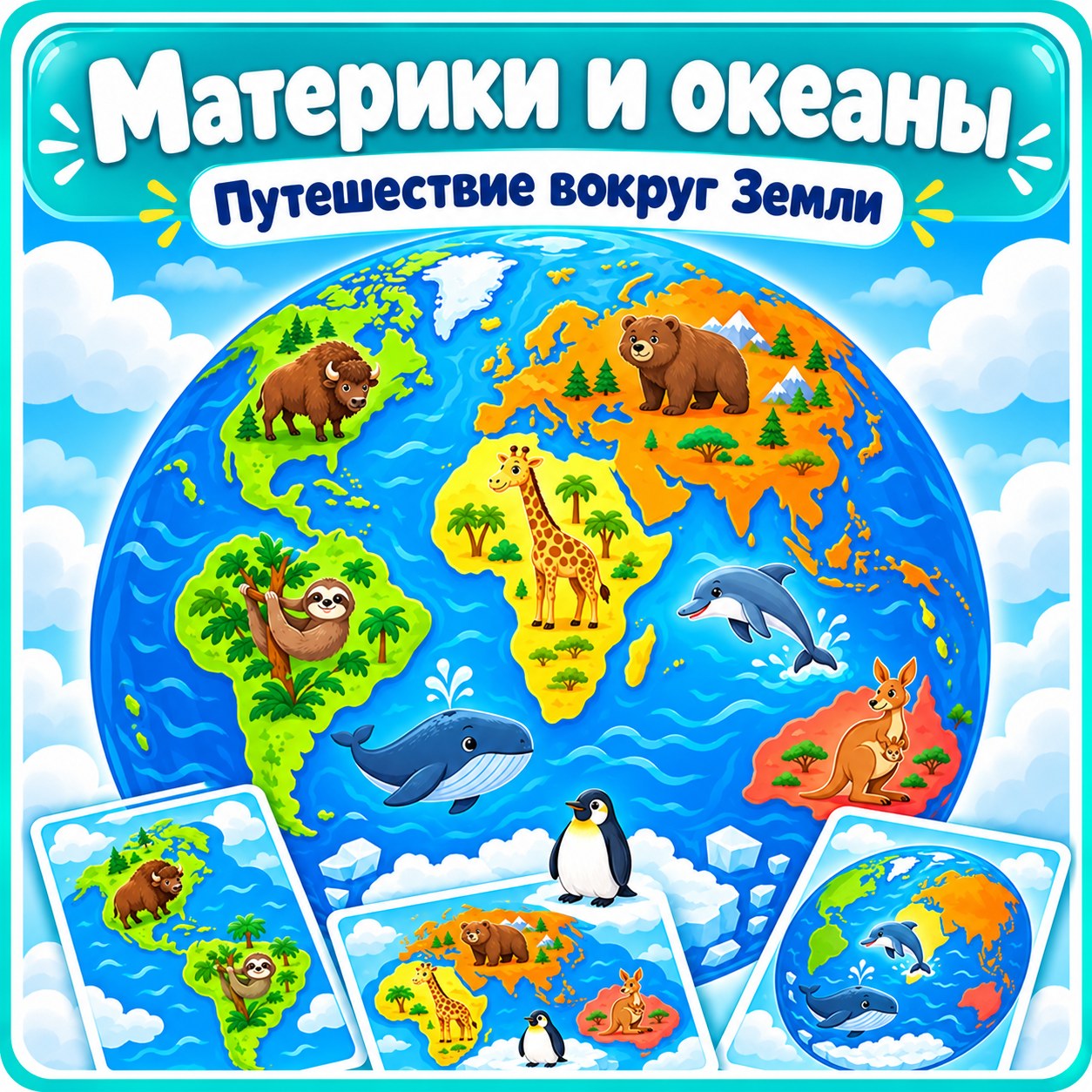 ПАПКА-ПЕРЕДВИЖКА МАТЕРИКИ И ОКЕАНЫ — папка-передвижка, 4-5 лет, 5-7 лет — скачать для детского сада
