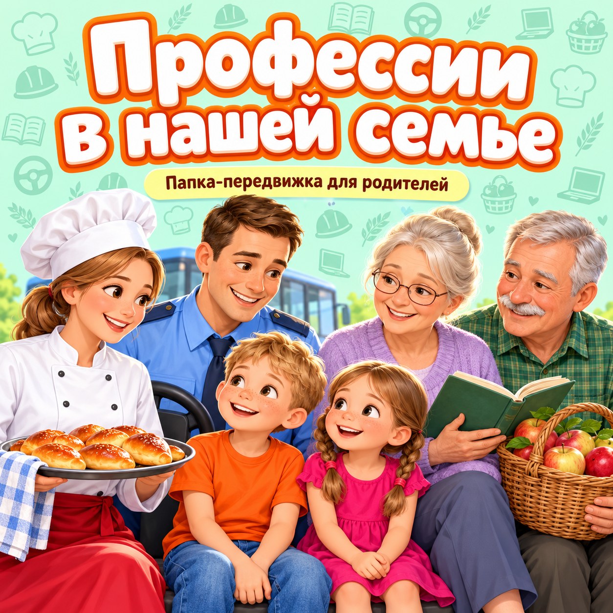 ПАПКА-ПЕРЕДВИЖКА ПРОФЕССИИ В НАШЕЙ СЕМЬЕ — папка-передвижка, 4-5 лет, 5-7 лет — скачать для детского сада