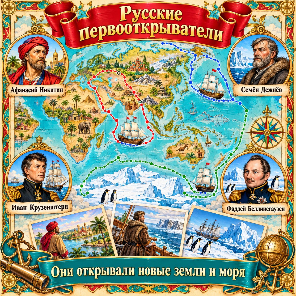 ПАПКА-ПЕРЕДВИЖКА РУССКИЕ ПЕРВООТКРЫВАТЕЛИ — папка-передвижка, 4-5 лет, 5-7 лет — скачать для детского сада