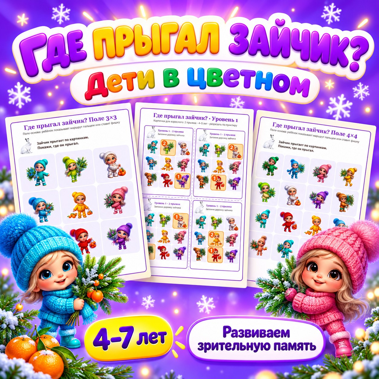 ГДЕ ПРЫГАЛ ЗАЙЧИК ДЕТИ В ЦВЕТНОМ — 4-5 лет, 5-7 лет — скачать для детского сада