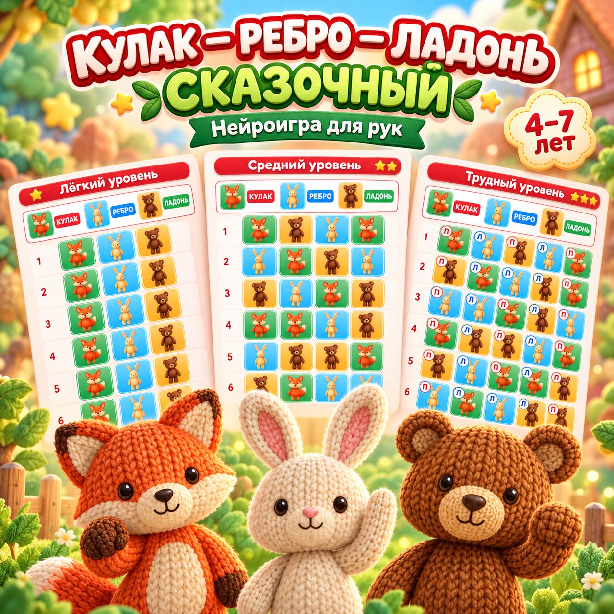 КУЛАК-РЕБРО-ЛАДОНЬ СКАЗОЧНЫЙ — 4-5 лет, 5-7 лет — скачать для детского сада
