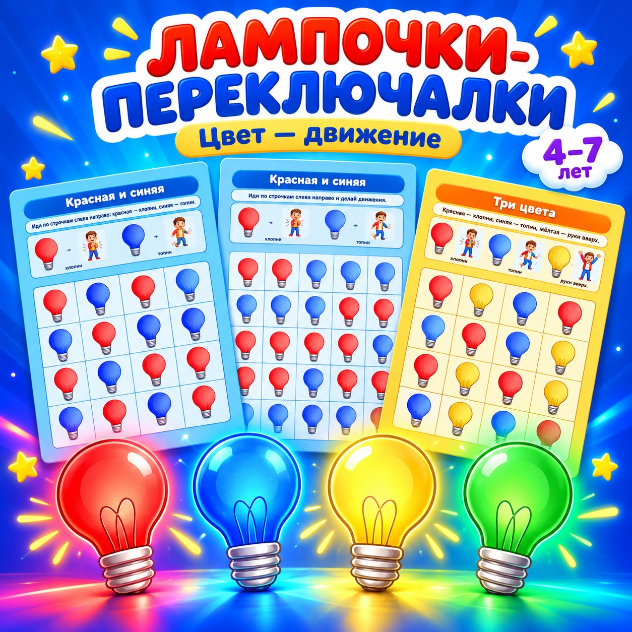 ЛАМПОЧКИ-ПЕРЕКЛЮЧАЛКИ — 4-5 лет, 5-7 лет — скачать для детского сада