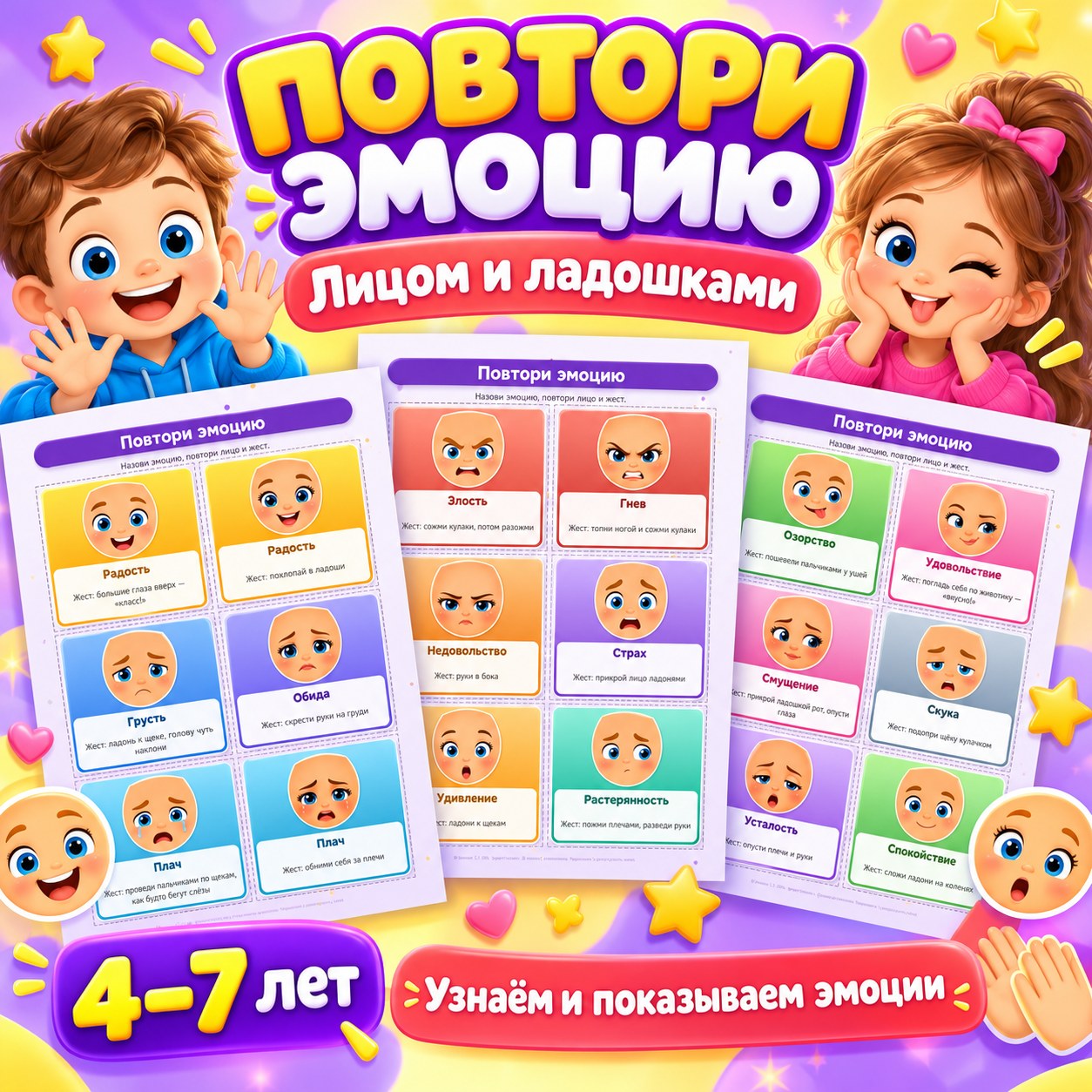 НЕЙРОИГРА ПОВТОРИ ЭМОЦИЮ — нейроигры, 4-5 лет, 5-7 лет — скачать для детского сада
