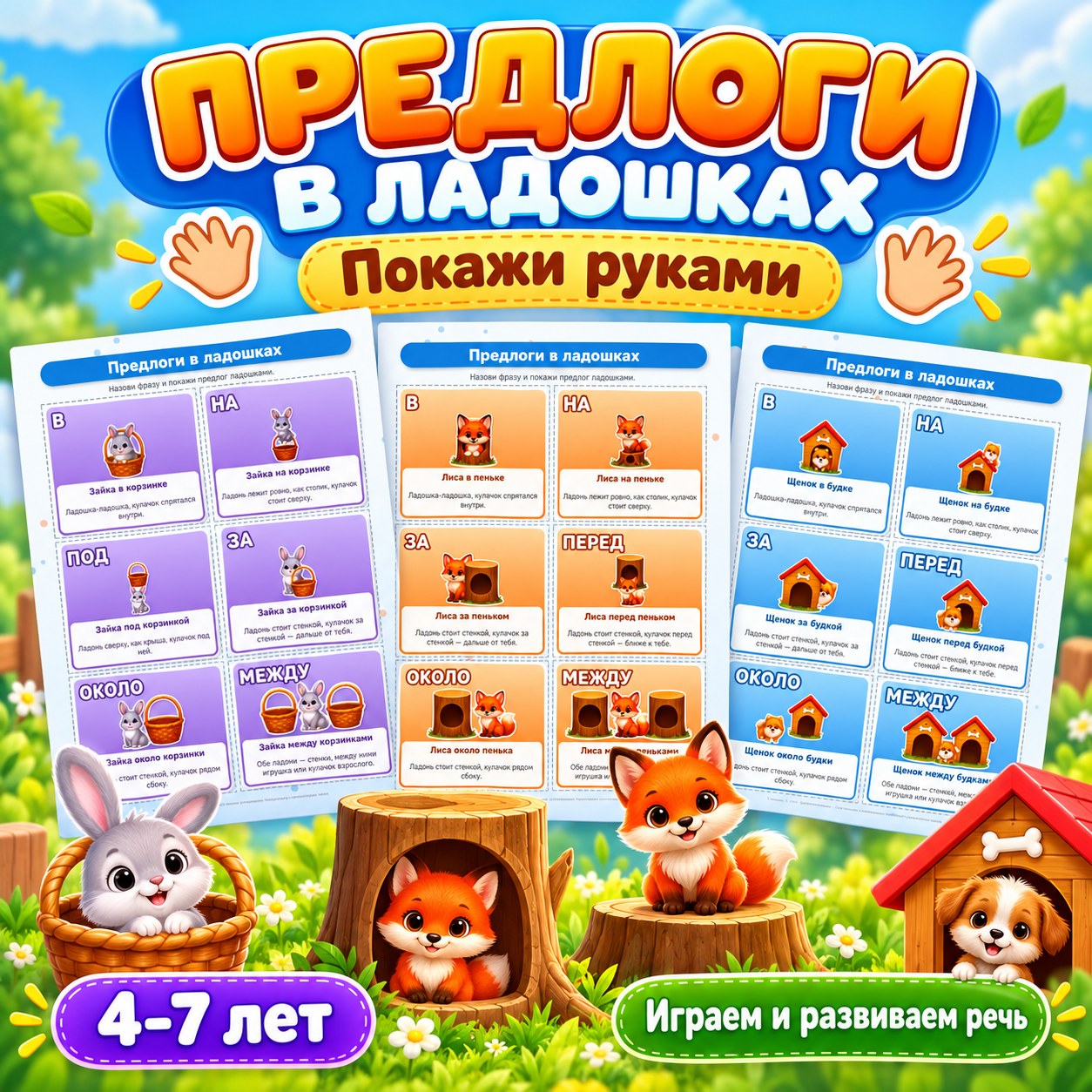 НЕЙРОИГРА ПРЕДЛОГИ В ЛАДОШКАХ — нейроигры, предлоги, 4-5 лет — скачать для детского сада
