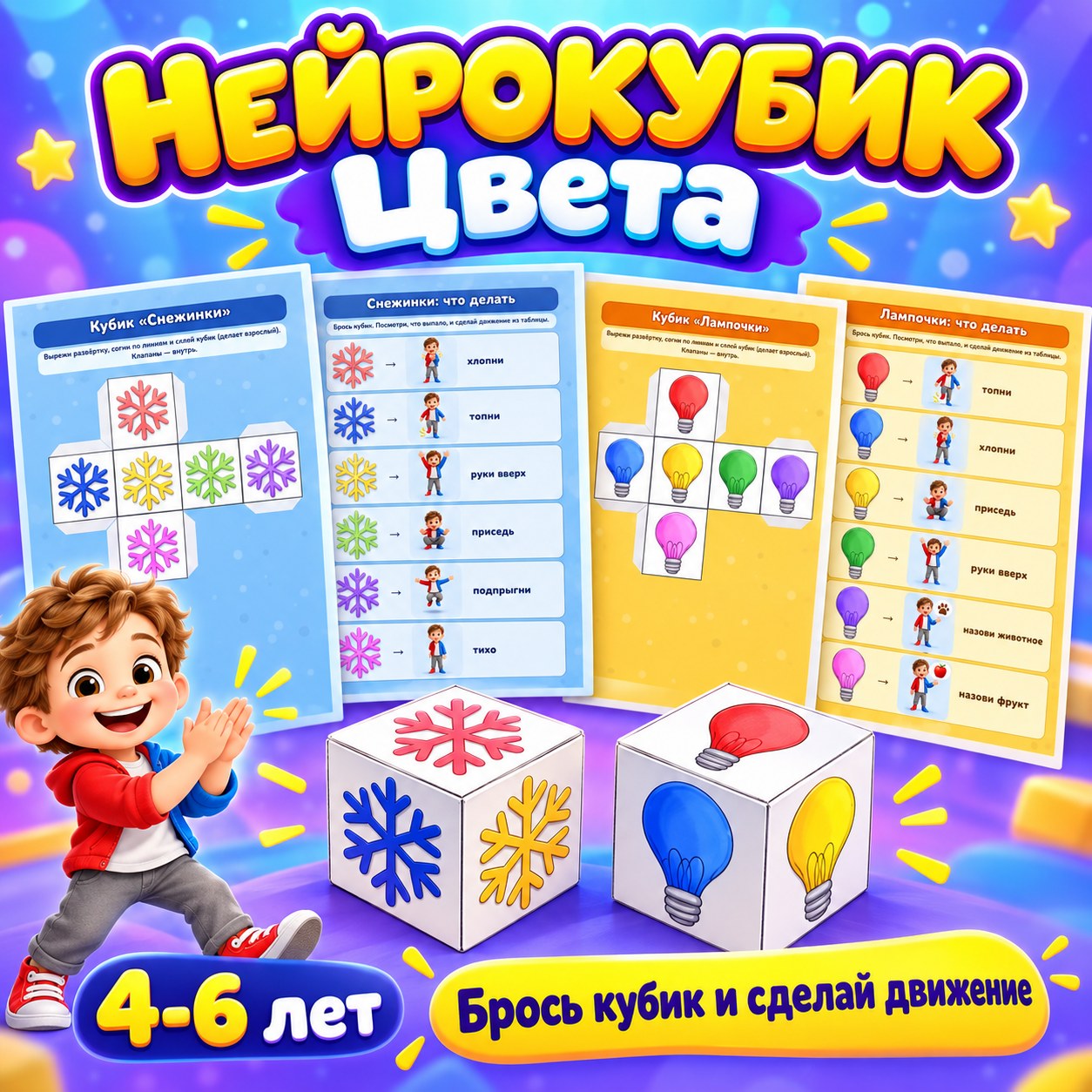НЕЙРОКУБИК ЦВЕТА — нейроигры, 4-5 лет, 5-7 лет — скачать для детского сада