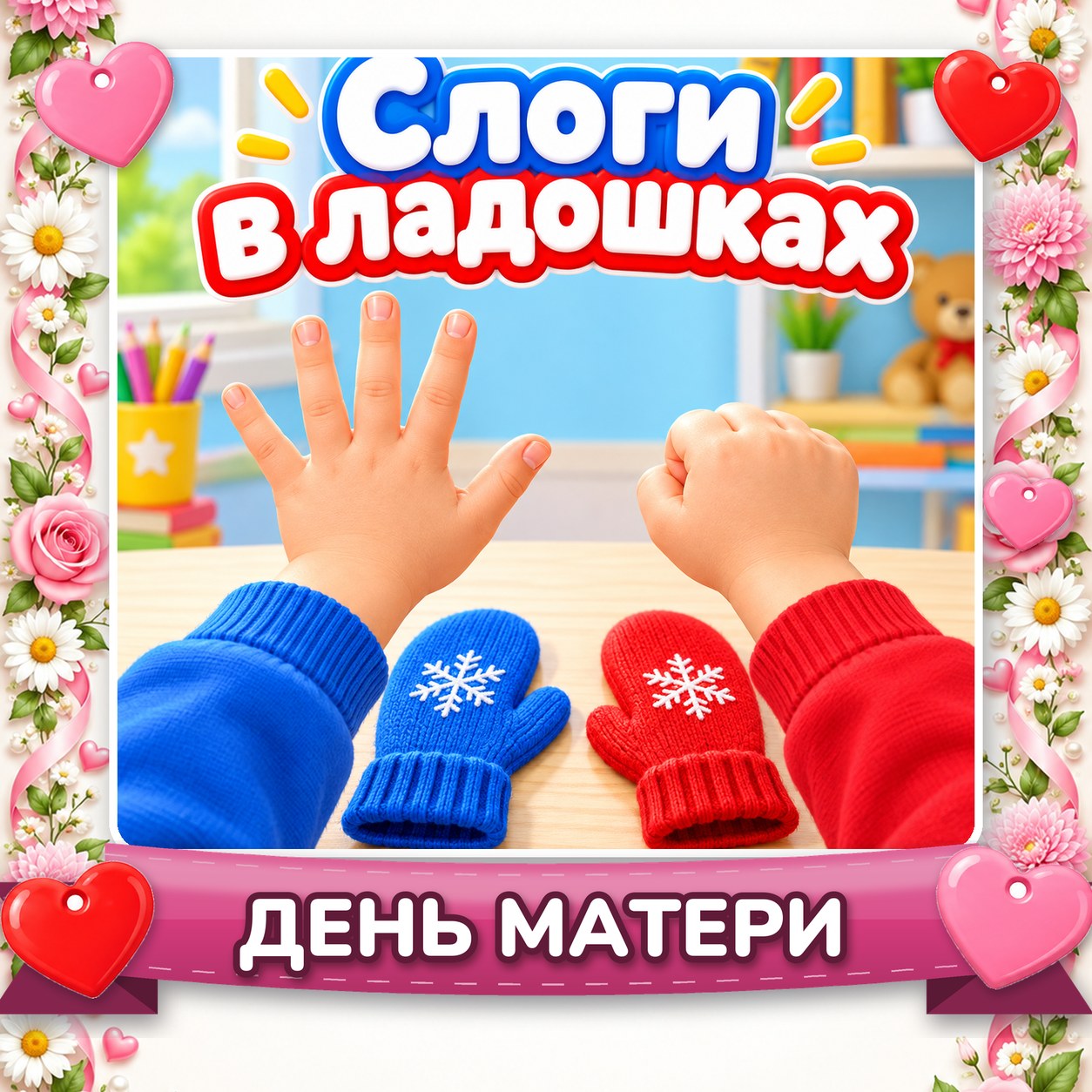 СЛОГИ В ЛАДОШКАХ ДЕНЬ МАТЕРИ — 4-5 лет, 5-7 лет — скачать для детского сада