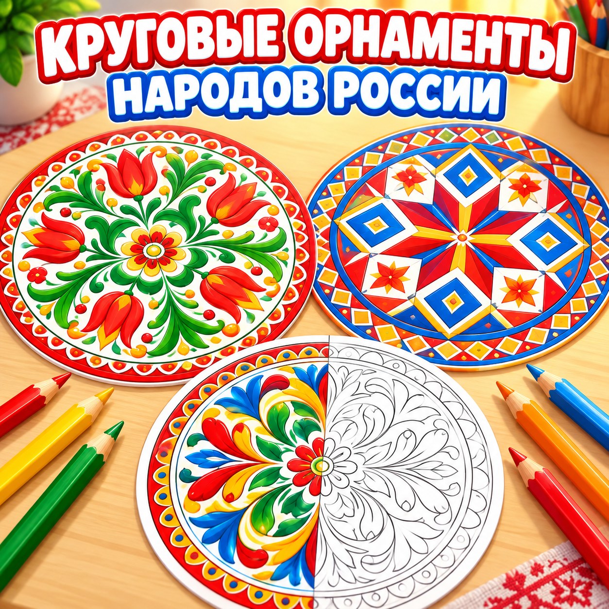 КРУГОВЫЕ ОРНАМЕНТЫ НАРОДОВ РОССИИ — народы россии, день народного единства, россия — скачать для детского сада
