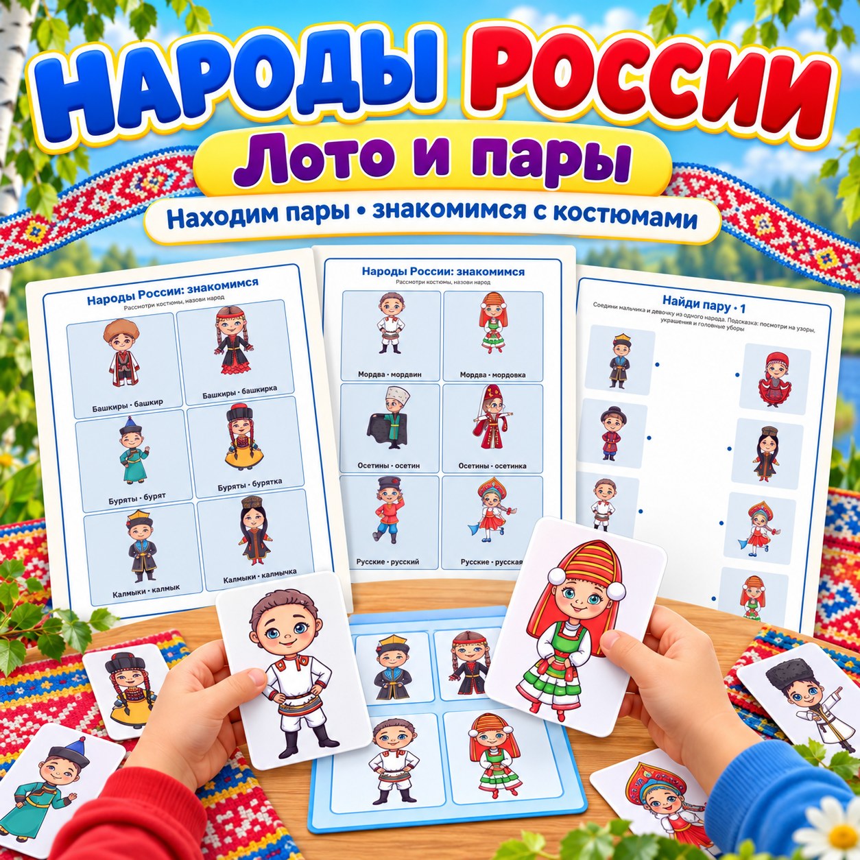 НАРОДЫ РОССИИ ЛОТО И ПАРЫ — народы россии, день народного единства, лото — скачать для детского сада