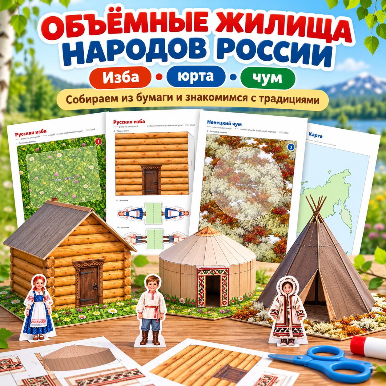 ОБЪЁМНЫЕ ЖИЛИЩА НАРОДОВ РОССИИ — народы россии, день народного единства, россия — скачать для детского сада