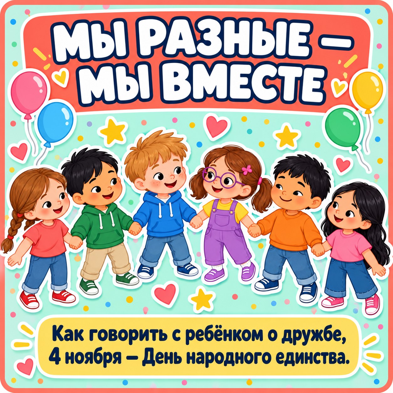 ПАПКА-ПЕРЕДВИЖКА МЫ РАЗНЫЕ — МЫ ВМЕСТЕ — папка-передвижка, 4-5 лет, 5-7 лет — скачать для детского сада