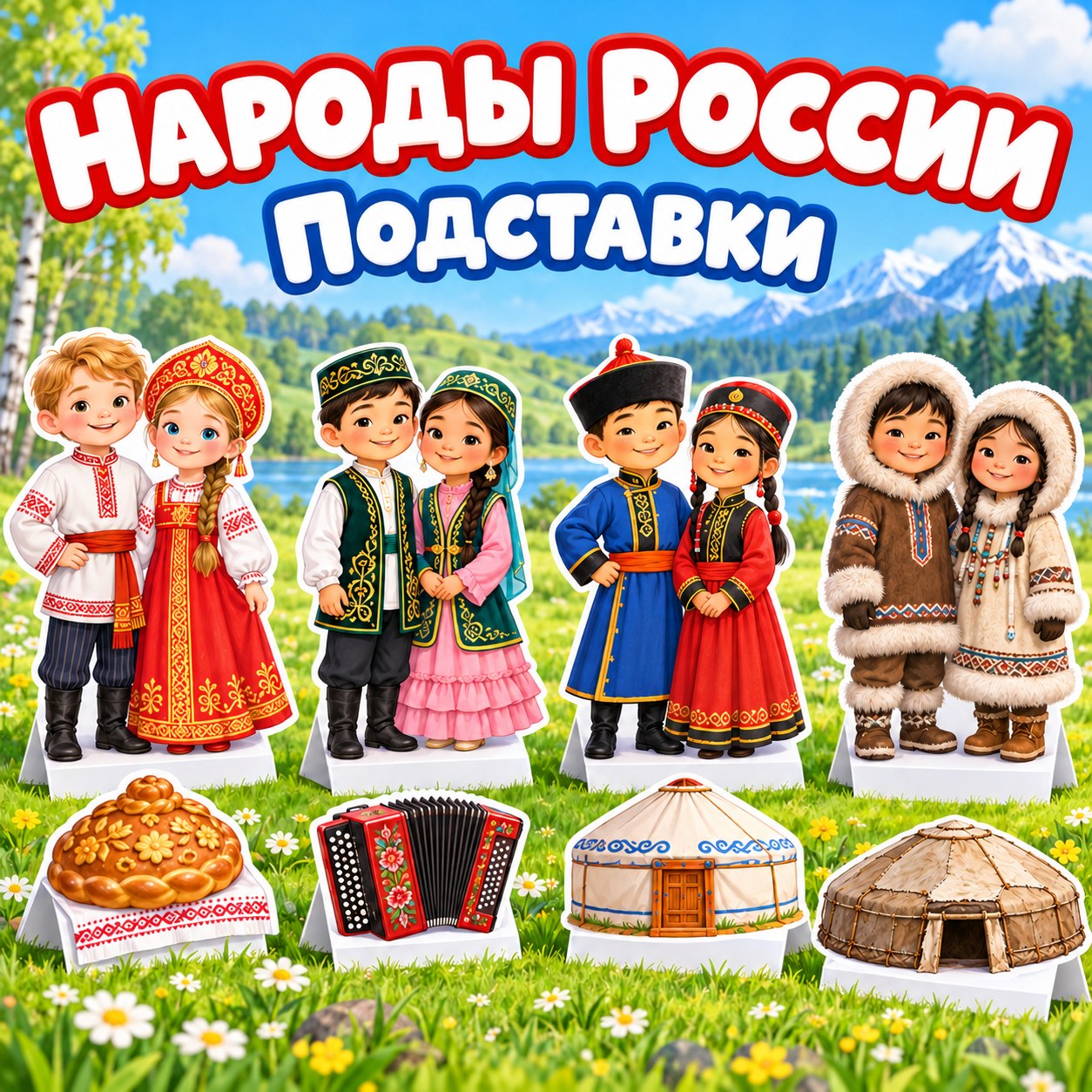 ПОДСТАВКИ НАРОДЫ РОССИИ — народы россии, день народного единства, россия — скачать для детского сада