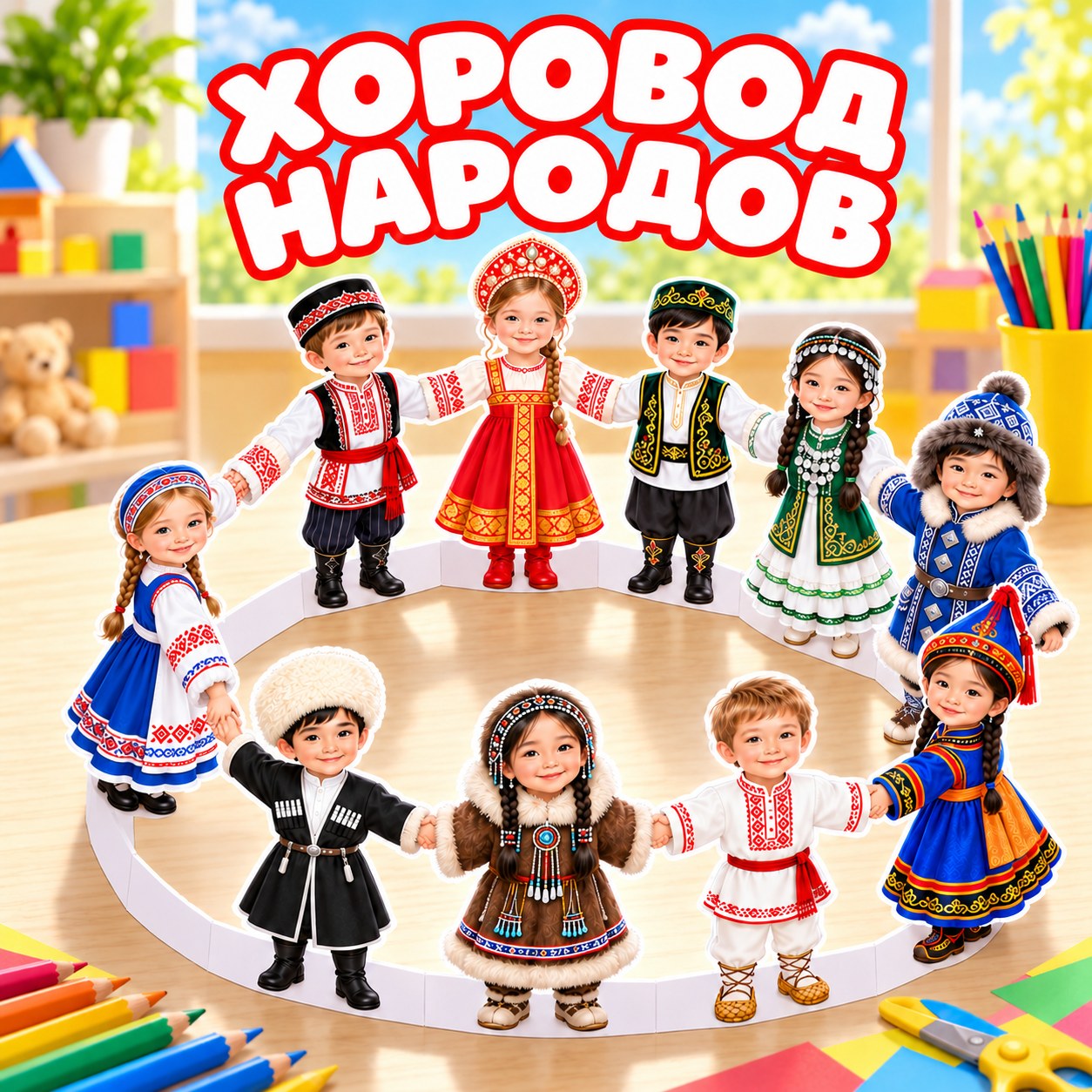 ХОРОВОД НАРОДОВ — народы россии, день народного единства, 4-5 лет — скачать для детского сада