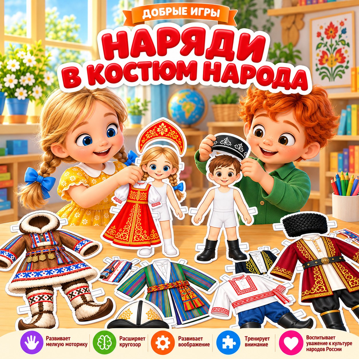 БУМАЖНАЯ КУКЛА НАРЯДИ В КОСТЮМ НАРОДА — народы россии, день народного единства, бумажная кукла — скачать для детского сада