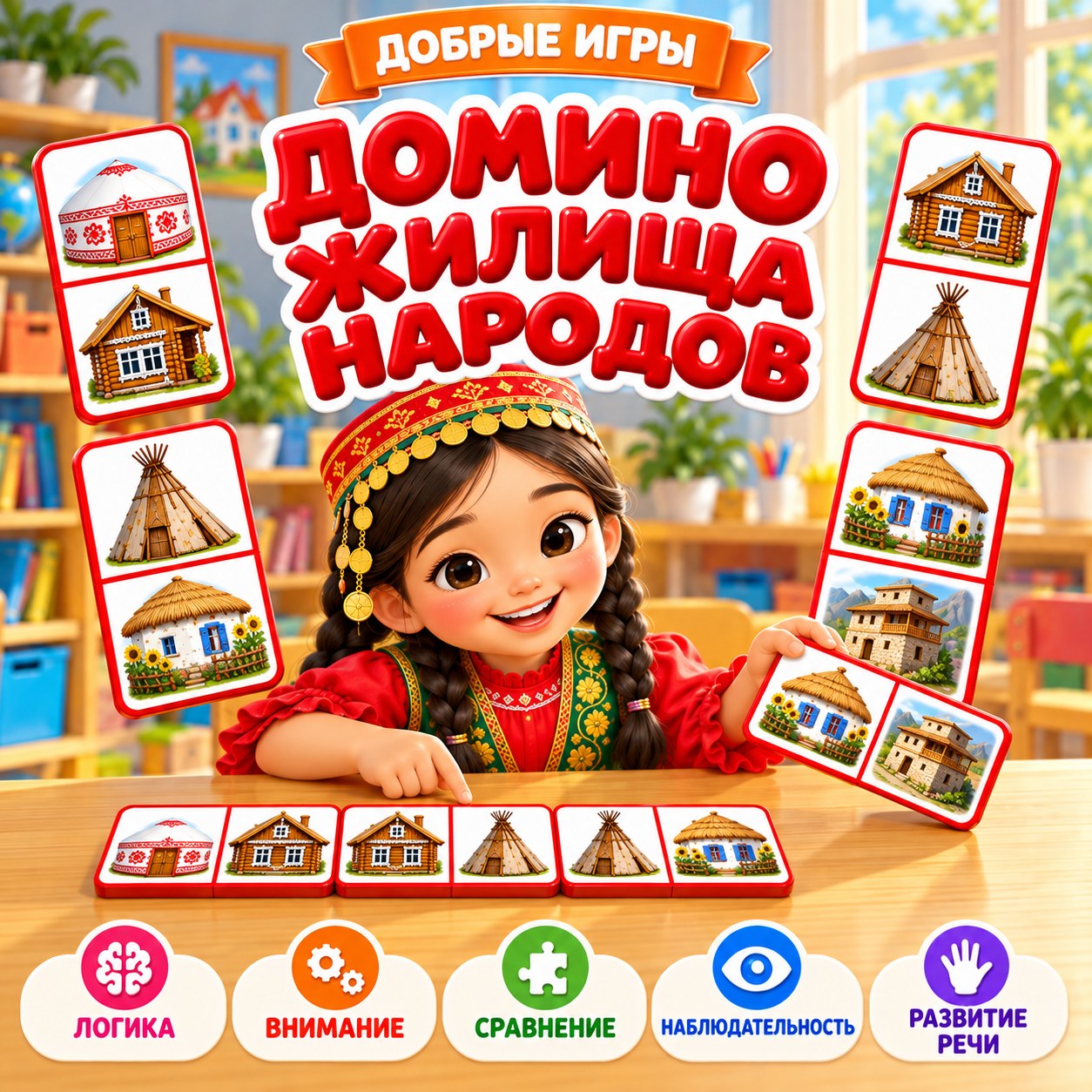 ДОМИНО ЖИЛИЩА НАРОДОВ — народы россии, день народного единства, домино — скачать для детского сада