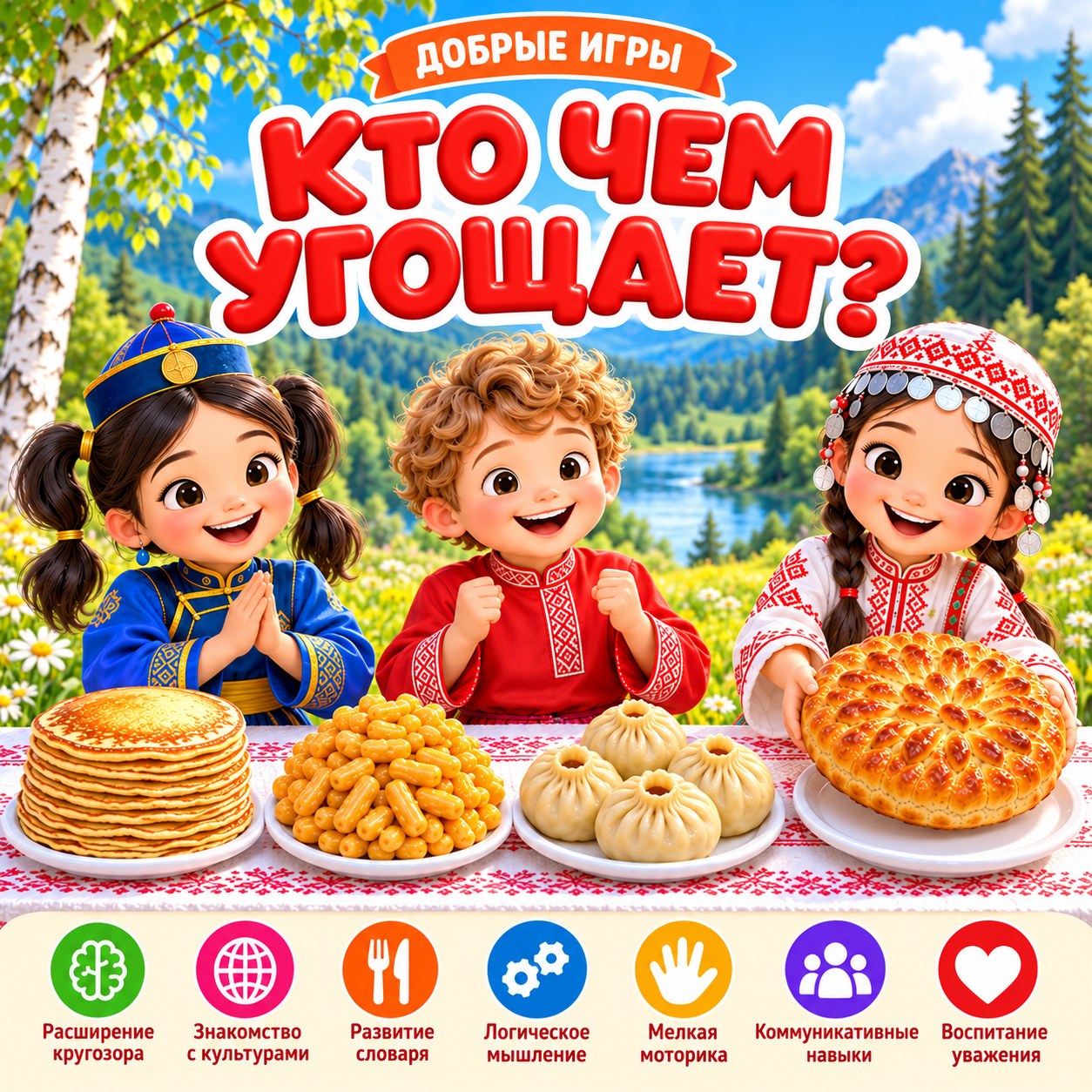ИГРА КТО ЧЕМ УГОЩАЕТ 20 НАРОДОВ — народы россии, день народного единства, 4-5 лет — скачать для детского сада