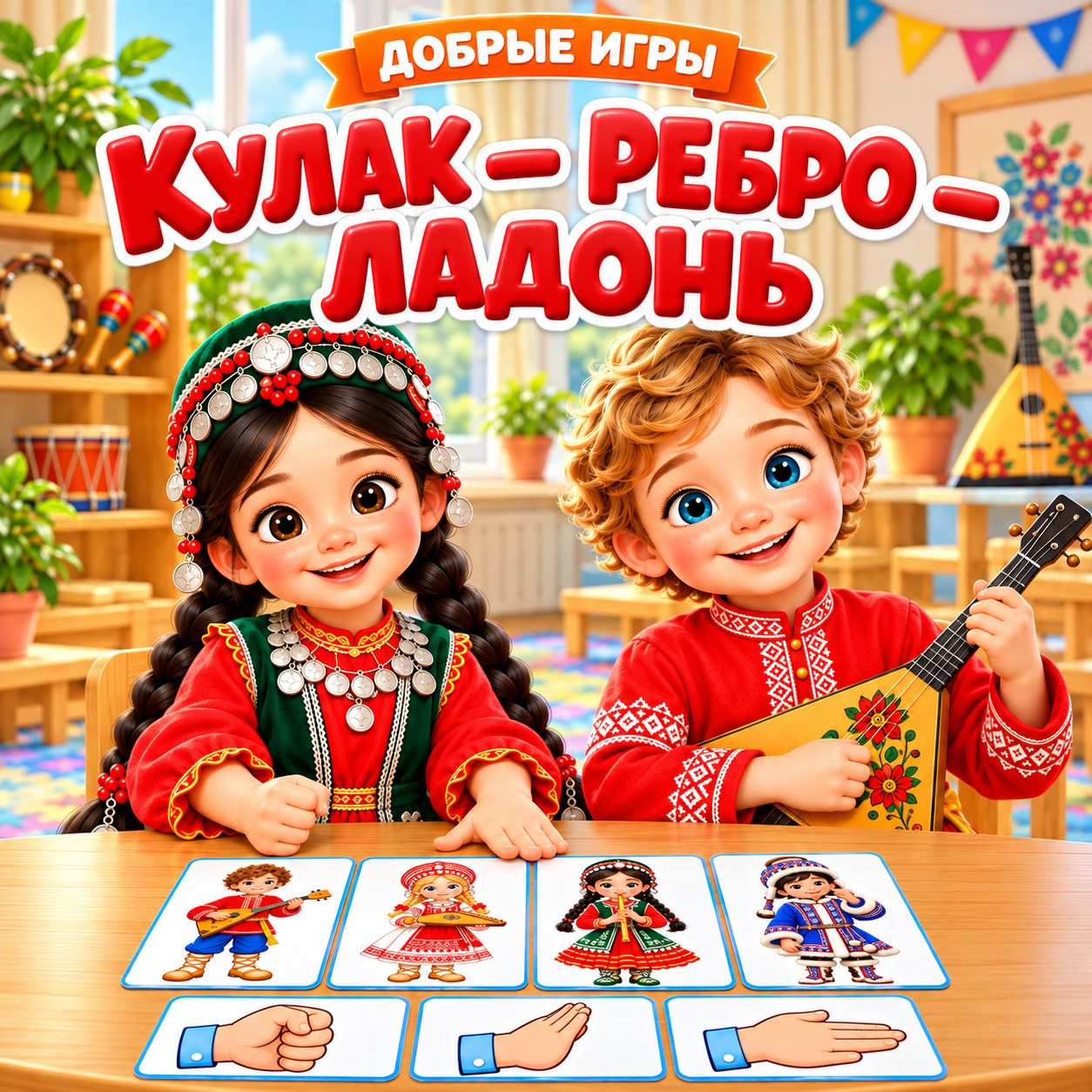 КУЛАК РЕБРО ЛАДОНЬ НАРОДЫ И МУЗЫКА — народы россии, день народного единства, 4-5 лет — скачать для детского сада