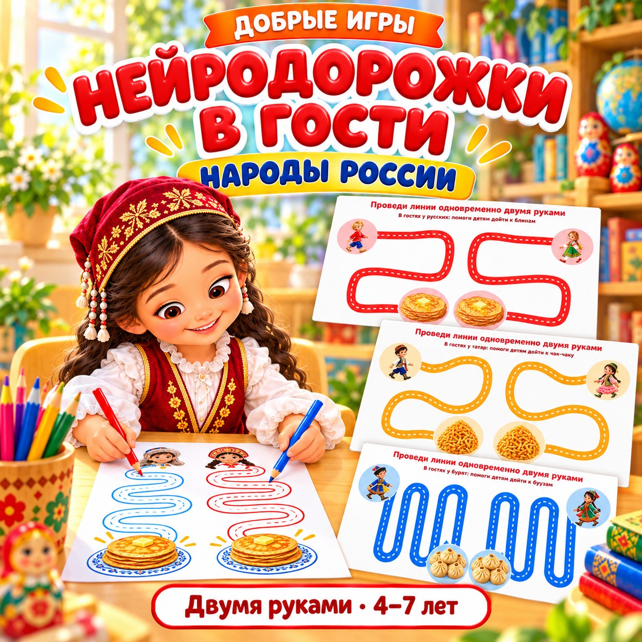 НЕЙРОДОРОЖКИ В ГОСТИ НАРОДЫ РОССИИ — народы россии, день народного единства, нейроигры — скачать для детского сада