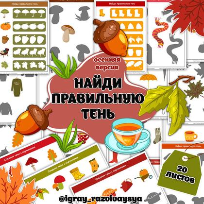 НАЙДИ ПРАВИЛЬНУЮ ТЕНЬ ОСЕНЬ — внимание, найди тень, осень — для детского сада — Играй и Развивайся