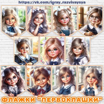 ФЛАЖКИ ПЕРВОКЛАШКИ — 1 сентября, оформление, флажки — для детского сада — Играй и Развивайся