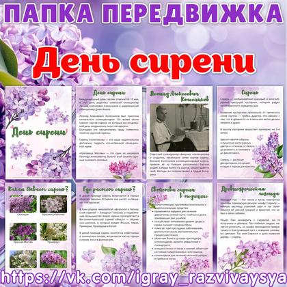 ПАПКА ПЕРЕДВИЖКА СИРЕНЬ — папка передвижка, растения, сирень — для детского сада — Играй и Развивайся