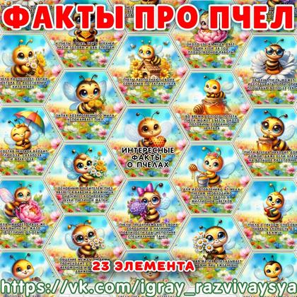 ФАКТЫ ПЧЕЛЫ — карточки, насекомые, пчелы — для детского сада — Играй и Развивайся