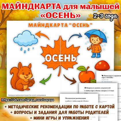 ИНТЕЛЛЕКТ-КАРТА ОСЕНЬ ДЛЯ МАЛЫШЕЙ 2-3 ГОДА