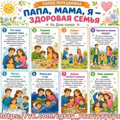 ПАПКА-ПЕРЕДВИЖКА «ПАПА, МАМА, Я — ЗДОРОВАЯ СЕМЬЯ» — папка передвижка, семья, здоровая семья — для детского сада — Играй и ...