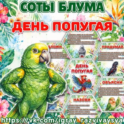 СОТЫ БЛУМА ПОПУГАИ — соты Блума, попугаи, таксономия Блума — для детского сада — Играй и Развивайся