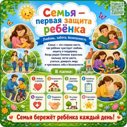 Папка-передвижка "Семья — первая защита ребёнка" — семья, родителям, детский сад — для детского сада — Играй и Развивайся