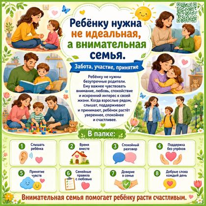 Папка-передвижка "Ребёнку нужна не идеальная, а внимательная семья"