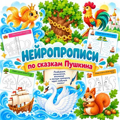 НЕЙРОПРОПИСИ ПО СКАЗКАМ ПУШКИНА — нейро, прописи, сказки — для детского сада — Играй и Развивайся