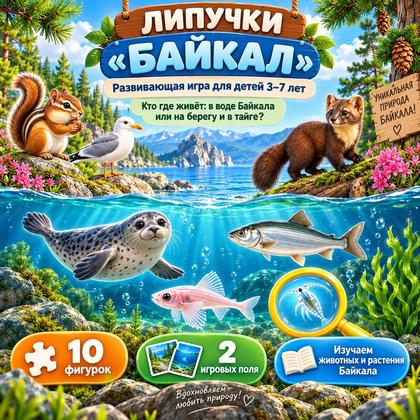 ИГРА НА ЛИПУЧКАХ БАЙКАЛ — байкал, природа, липучки — для детского сада — Играй и Развивайся