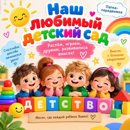 ПАПКА ПЕРЕДВИЖКА НАШ ЛЮБИМЫЙ ДЕТСКИЙ САД — детский сад, папка передвижка, день воспитателя — для детского сада — Играй и Р...