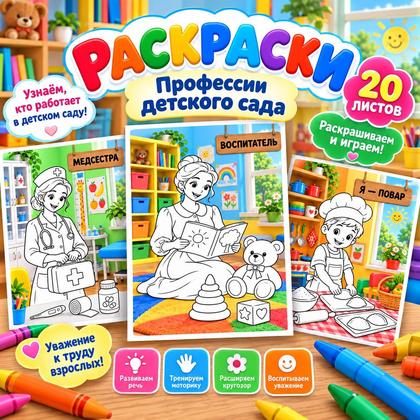 РАСКРАСКИ ПРОФЕССИИ ДЕТСКОГО САДА — раскраски, профессии, детский сад — для детского сада — Играй и Развивайся