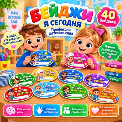 БЕЙДЖИ Я СЕГОДНЯ ПРОФЕССИИ ДЕТСКОГО САДА