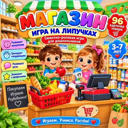 МАГАЗИН ИГРА НА ЛИПУЧКАХ — сюжетно-ролевая игра, липучки, профессии — для детского сада — Играй и Развивайся
