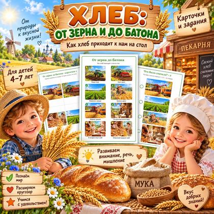 ОТ ЗЕРНА ДО БАТОНА. ДЕНЬ ХЛЕБА — день хлеба, хлеб, развитие речи — для детского сада — Играй и Развивайся