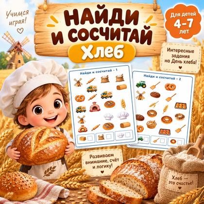 НАЙДИ И СОСЧИТАЙ. ДЕНЬ ХЛЕБА — день хлеба, хлеб, счет — для детского сада — Играй и Развивайся