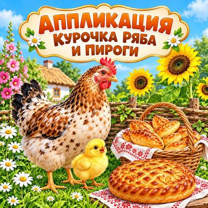 АППЛИКАЦИЯ «КУРОЧКА РЯБА И ПИРОГИ» — день хлеба, хлеб, аппликации — для детского сада — Играй и Развивайся