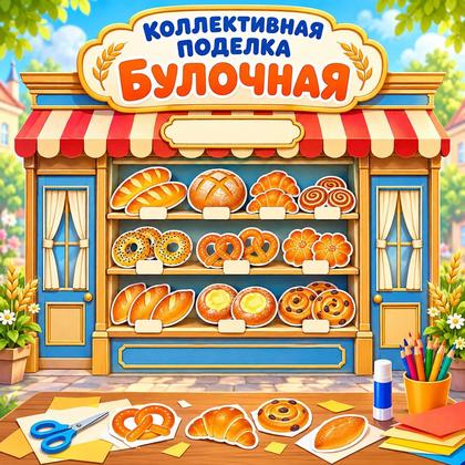 КОЛЛЕКТИВНАЯ ПОДЕЛКА «БУЛОЧНАЯ» — день хлеба, хлеб, аппликации — для детского сада — Играй и Развивайся