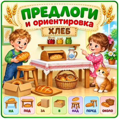 ГДЕ ХЛЕБ? ПРЕДЛОГИ И ОРИЕНТИРОВКА — день хлеба, хлеб, предлоги — для детского сада — Играй и Развивайся