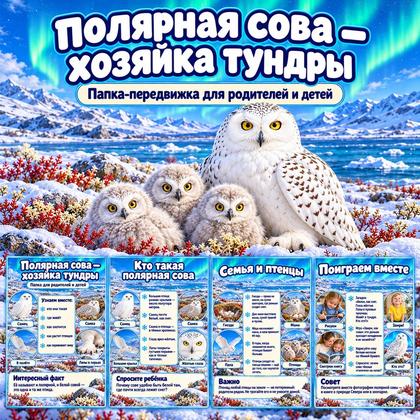 ПАПКА ПЕРЕДВИЖКА ДЕНЬ ПОЛЯРНОЙ СОВЫ — папка передвижка, папки передвижки, птицы — для детского сада — Играй и Развивайся